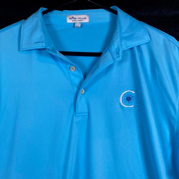 Peter Millar Mens Shirt Blue Short Sleeve Summer Crown Comfort Polo Stretch M - Picture 2 of 14